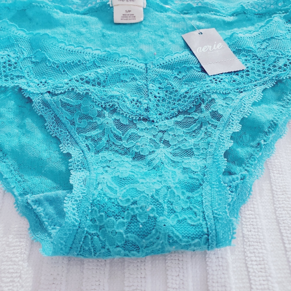 AERIE Low Rise Cheeky Lace Panty In Mint Blue - Picture 7 of 9